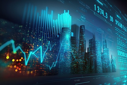 Business digital graph chart in stock trade market. Growth inves