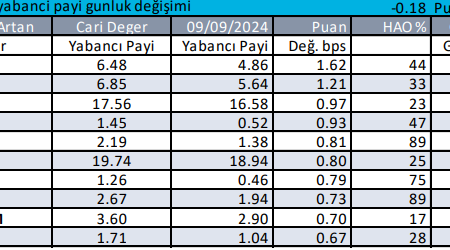 Yabancıların Aldığı ve Sattığı Hisseler 11.09.24