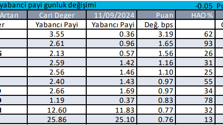 Yabancıların Aldığı ve Sattığı Hisseler 13-09-24